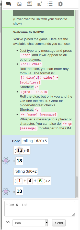 roll20 compendium items in chat
