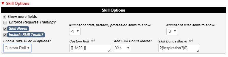 Skill Options