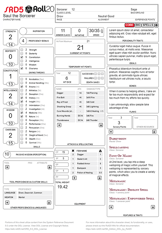 Ad D 2nd Edition Skills And Powers Character Sheet Corporatelimi