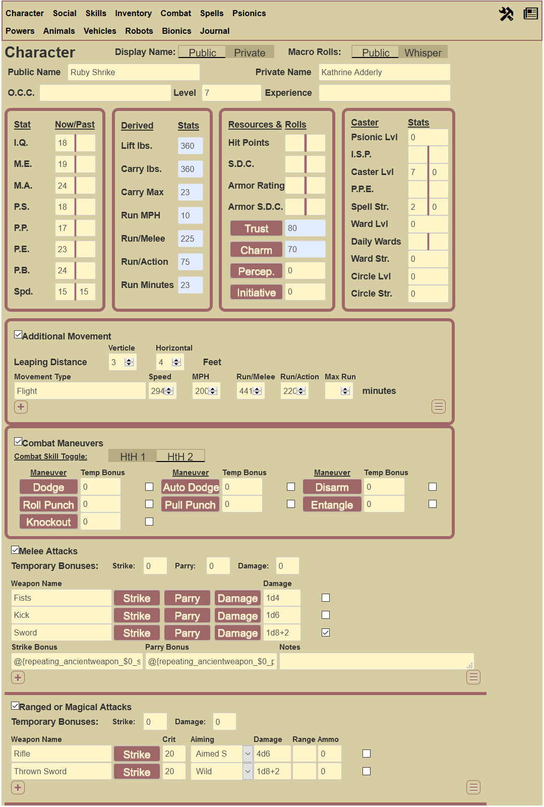 roll20 shadowrun character sheet control console