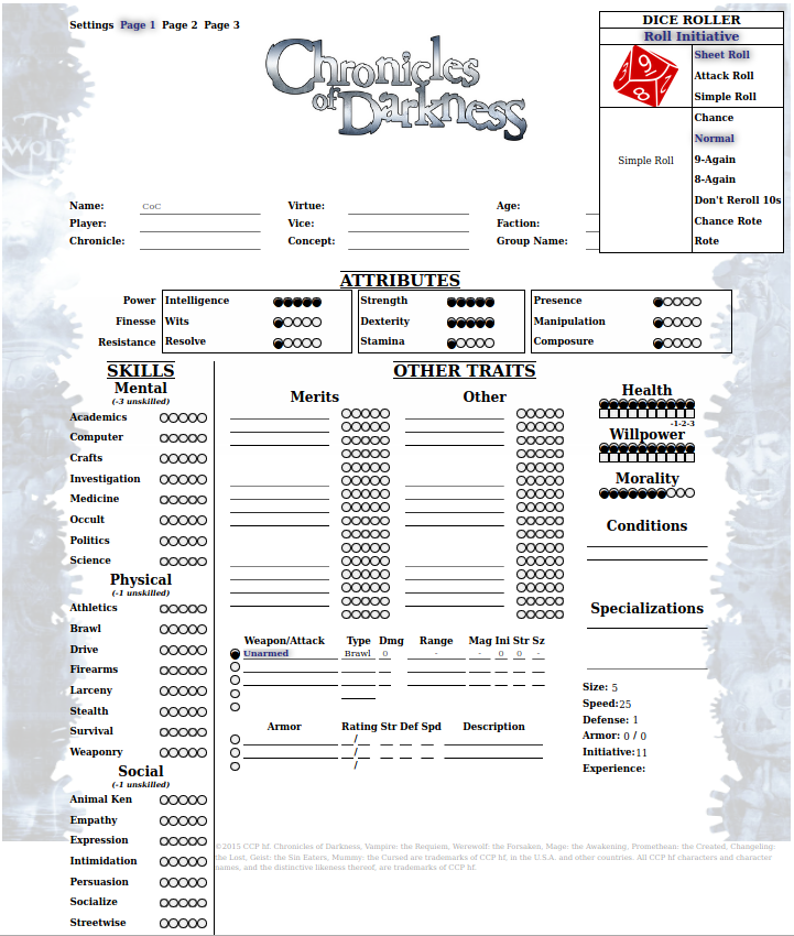 changeling the lost 2nd edition sheet
